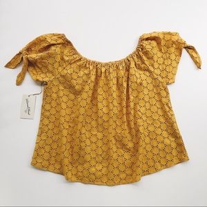 Universal Threads | Yellow Eyelet Off Shoulder top